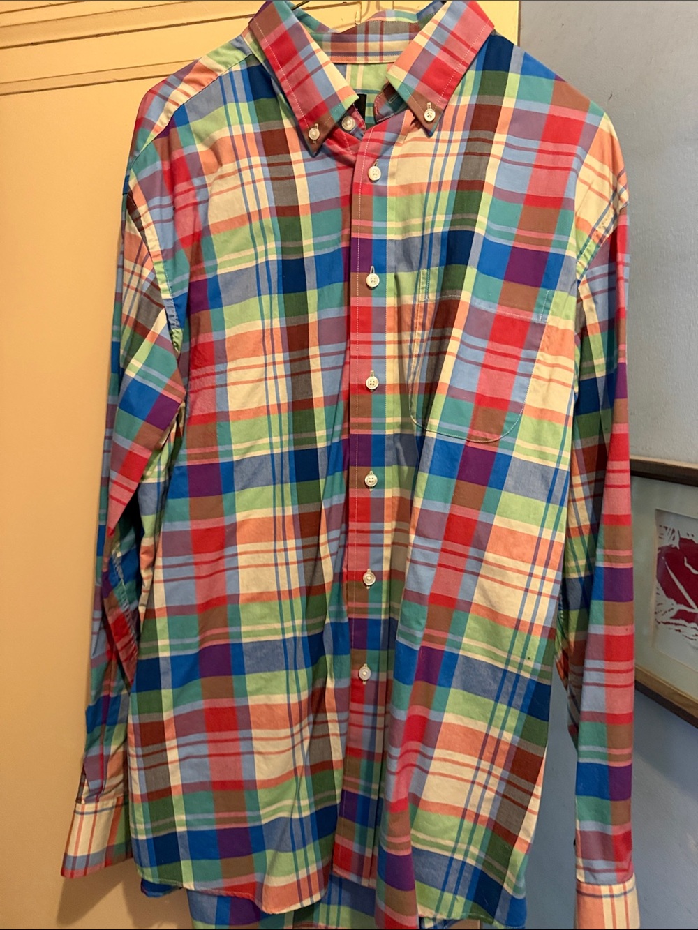 Jos. A. Bank Multicolor Plaid Button-Down Shirt - Red, Blue, Green